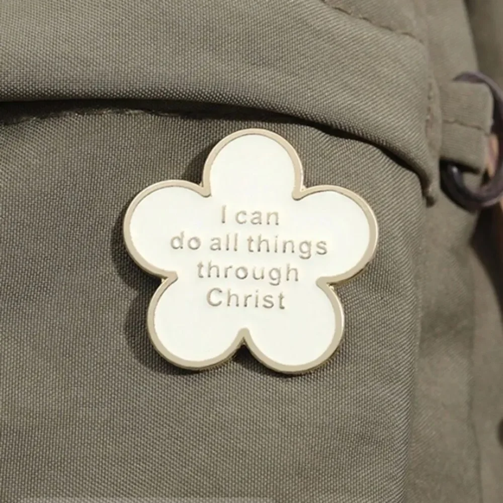 3for$20  1Pc Creative White Flower Believer Opinion Enamel Pin Christ